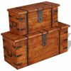 Two Piece Storage Chest Set Solid Wood