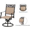 Set of 2 Outdoor Patio Swivel Dining Chairs, High Back Cast Aluminum Frame, Weather Resistant Metal Furniture for Lawn Garden Backyard, Dark Brown