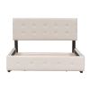 Upholstered Platform Bed with Classic Headboard and 4 Drawers; No Box Spring Needed; Linen Fabric; Queen Size Beige(OLD SKU :LP000114AAA)