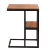 Iron Framed Mango Wood Accent Table with Lower Shelf, Brown