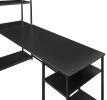 Free shipping Office Computer desk with multiple storage shelves, Modern Large Office Desk with Bookshelf and storage space(Black)