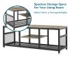 Industrial TV Stand with Metal Mesh Fit up to 55" TVs, 2-Tier Open Storage TV Cabinet