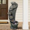 7-Tier Modern Curved Garden Backyard Pool Modern Water Fountain 39 inches High