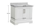 Single Solid Wood Bathroom Vanity Set, with Drawers, Carrara White Marble Top, 3 Faucet Hole, CARRIER SUGGEST LTL, Not UPS/FEDEX GROUND