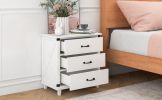 Modern Bedroom Nightstand with 3 Drawers Storage