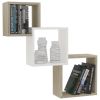 Cube Wall Shelves White and Sonoma Oak 33.3"x5.9"x10.6" Chipboard