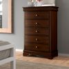 1pc Chest of Drawers Brown Cherry Finish Okume Veneer Bedroom Furniture