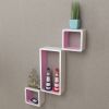 3 White-Pink MDF Floating Wall Display Shelf Cubes Book/DVD Storage