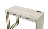 Vanity Desk with USB in Antique White & Gold Finish