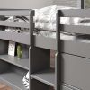 Twin Loft Bed w/Storage, Gray Finish