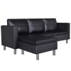 Sectional Sofa 3-Seater Artificial Leather Black