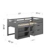 Twin Loft Bed w/Storage, Gray Finish