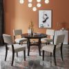 5-Piece Kitchen Dining Table Set Round Table with Bottom Shelf, 4 Upholstered Chairs for Dining Room(Espresso)