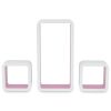 3 White-Pink MDF Floating Wall Display Shelf Cubes Book/DVD Storage