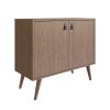 Manhattan Comfort Amber Accent Cabinet with Faux Leather Handles in Nature