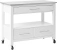 ACME Ottawa Kitchen Cart, Stainless Steel & White YF