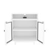 Nightstand with Storage Shelves and Cabinets for Living Room/Bedroom,Glass Door