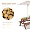 Outdoor 4-Seat Kid's Picnic Table Bench with Umbrella