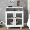 Nightstand with Storage Shelves and Cabinets for Living Room/Bedroom,Glass Door