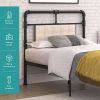 mecor Twin Size Reinforced Metal Bed Frame / Classic Design / Vintage Headboard Footboard / Premium Heavy Duty Steel Slat Support - Twin, Black--YS