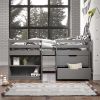 Twin Loft Bed w/Storage, Gray Finish