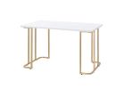 White & Gold Finish Vanity Desk Rectangular Writing Desk