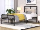 mecor Twin Size Reinforced Metal Bed Frame / Classic Design / Vintage Headboard Footboard / Premium Heavy Duty Steel Slat Support - Twin, Black--YS