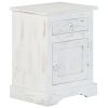 Bedside Cabinet White 15.7"x11.8"x19.6" Solid Mango Wood