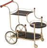 ACME Lacy Serving Cart, Gold Plated, Cherry Wood & Black Glass YF