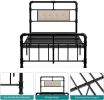 mecor Twin Size Reinforced Metal Bed Frame / Classic Design / Vintage Headboard Footboard / Premium Heavy Duty Steel Slat Support - Twin, Black--YS