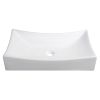 Rectangle White Porcelain Vessel Sink 655mm Long