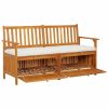 Storage Bench with Cushion 58.3" Solid Wood Acacia