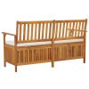 Storage Bench with Cushion 58.3" Solid Wood Acacia