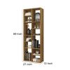 Valerie 69 Inch Wood Bookcase; 12 Shelves; Handcrafted; Grain Details; Walnut Brown; DunaWest