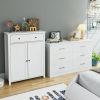 6 drawer white double dresser;  living room wood storage with easy pull out handles;  bedroom chest of drawers