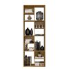 Valerie 69 Inch Wood Bookcase; 12 Shelves; Handcrafted; Grain Details; Walnut Brown; DunaWest