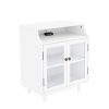 Nightstand with Storage Shelves and Cabinets for Living Room/Bedroom,Glass Door