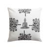 18 x 18 Square Cotton Accent Throw Pillow; Meditating Buddha; Tree Print; White; Black; DunaWest