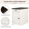 Retro Stylish Nightstand, Two-tone Classic Vintage Livingroom End Table Side Table with USB Ports and One Multifunctional Drawer with cup holders