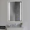 24 x 36 Inch Frameless LED Illuminated Bathroom Mirror; Touch Button Defogger; Metal; Vertical Stripes Design; Silver; DunaWest