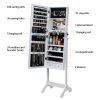 Full Mirror Wooden Floor Standing 4-Layer Shelf With Inner Mirror 2 Drawer Jewelry Storage Adjustable Mirror Cabinet - White XH