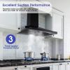 Range Hood 36 inch Black Wall Mount Range Hood in Black Stainless Steel Kitchen Vent Hood