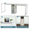 Free shipping Home Office 2-Person Desk, Large Double Workstation Desk, Writing Desk with Storage,White