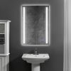 24 x 36 Inch Frameless LED Illuminated Bathroom Mirror; Touch Button Defogger; Metal; Vertical Stripes Design; Silver; DunaWest