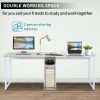 Free shipping Home Office 2-Person Desk, Large Double Workstation Desk, Writing Desk with Storage,White