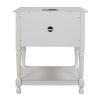 Versatile Nightstand with Two Built-in Shelves Cabinet and an Open Storage; USB Charging Design; White