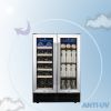 Wine Cooler Refrigerator - Dual Zone Built-in or Freestanding Fridge with Stainless Steel Tempered Glass Door and Temperature Memory Function