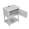 Versatile Nightstand with Two Built-in Shelves Cabinet and an Open Storage; USB Charging Design; White