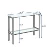 Console Table Double layer tempered glass rectangular porch table black leg double layer glass tea table