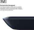 F&R Glass Vessel Bathroom Sink, Tempered Glass Vessel Sink Rectangular Bowl, Above Counter Handmade Blue Bathroom Sinks Vanity Basin Bowl, Matte Gray